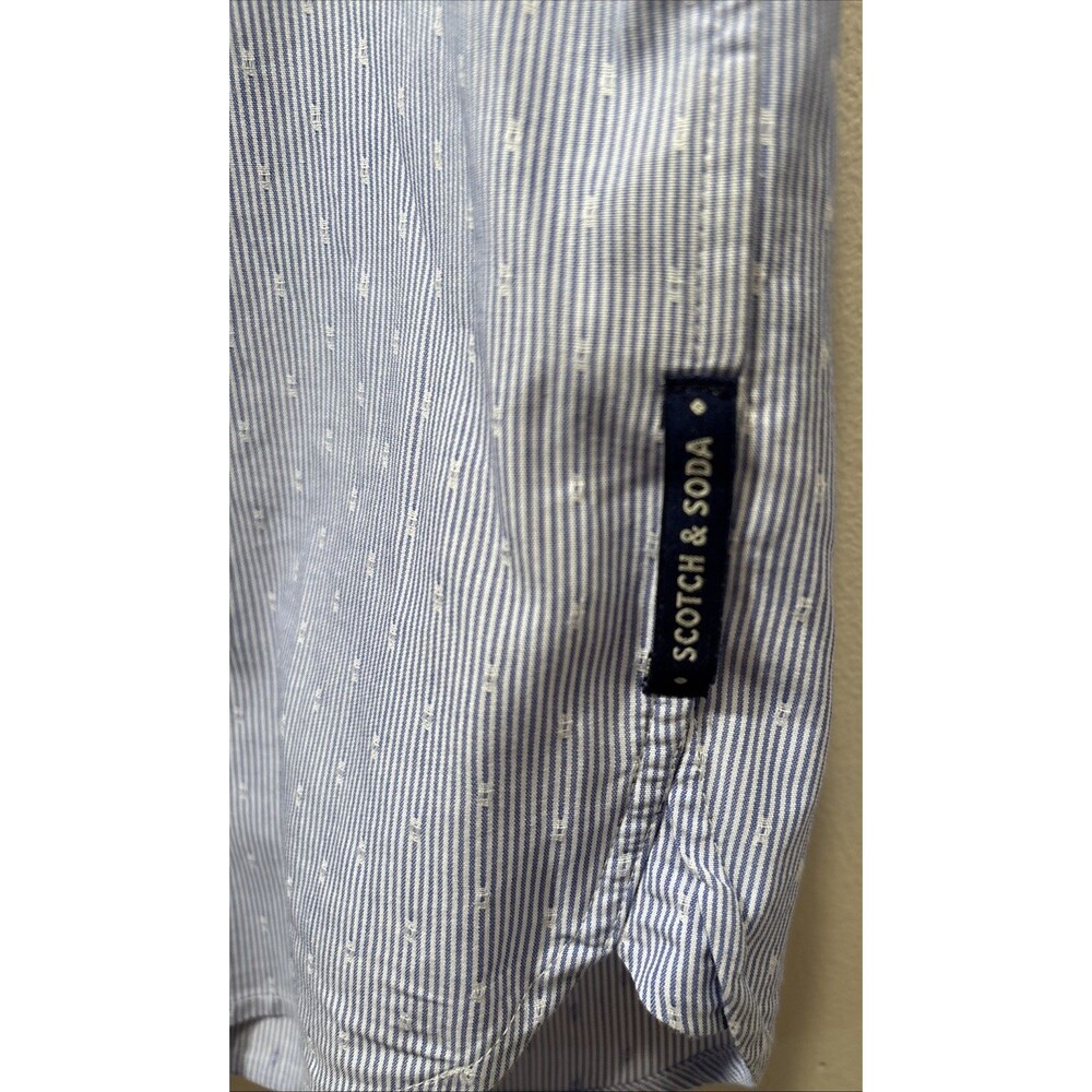Scotch & Soda My Favorite Dress Shirt L Blue Stripes Long Sleeve Button Up - Picture 12 of 16